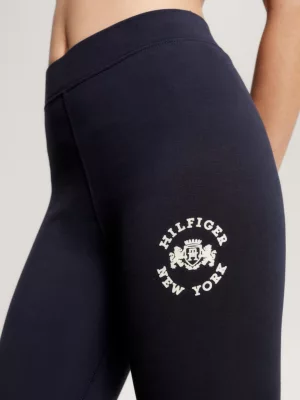 Calça Legging Esportiva Universitária de Cintura Alta e Comprimento Total