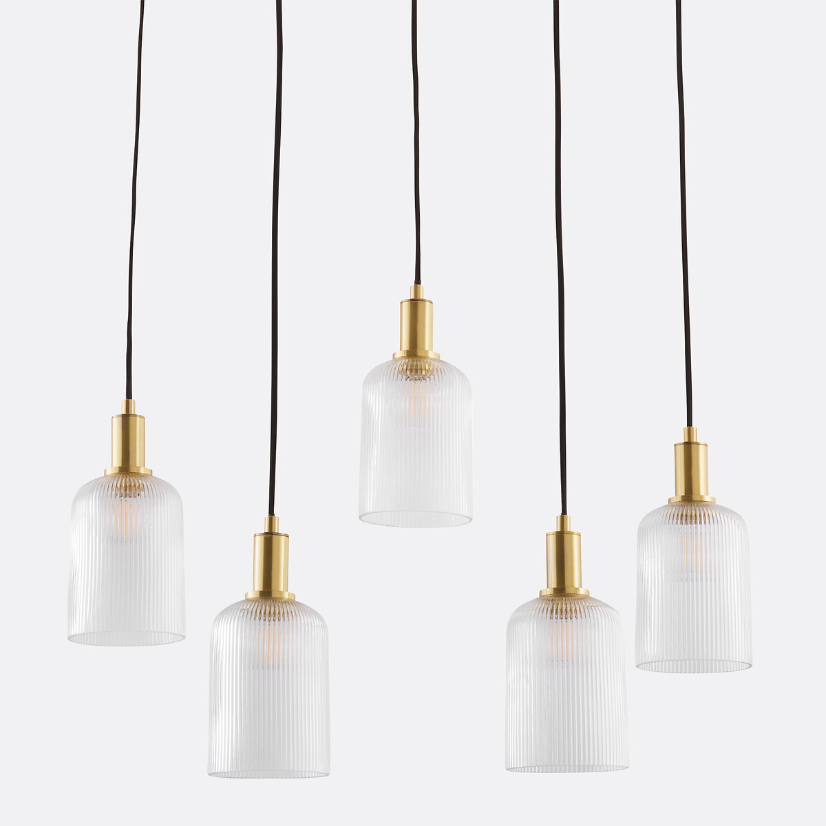 LA REDOUTE INTERIEURS<br>Luminária pendente em latão e vidro canelado, Bogotá