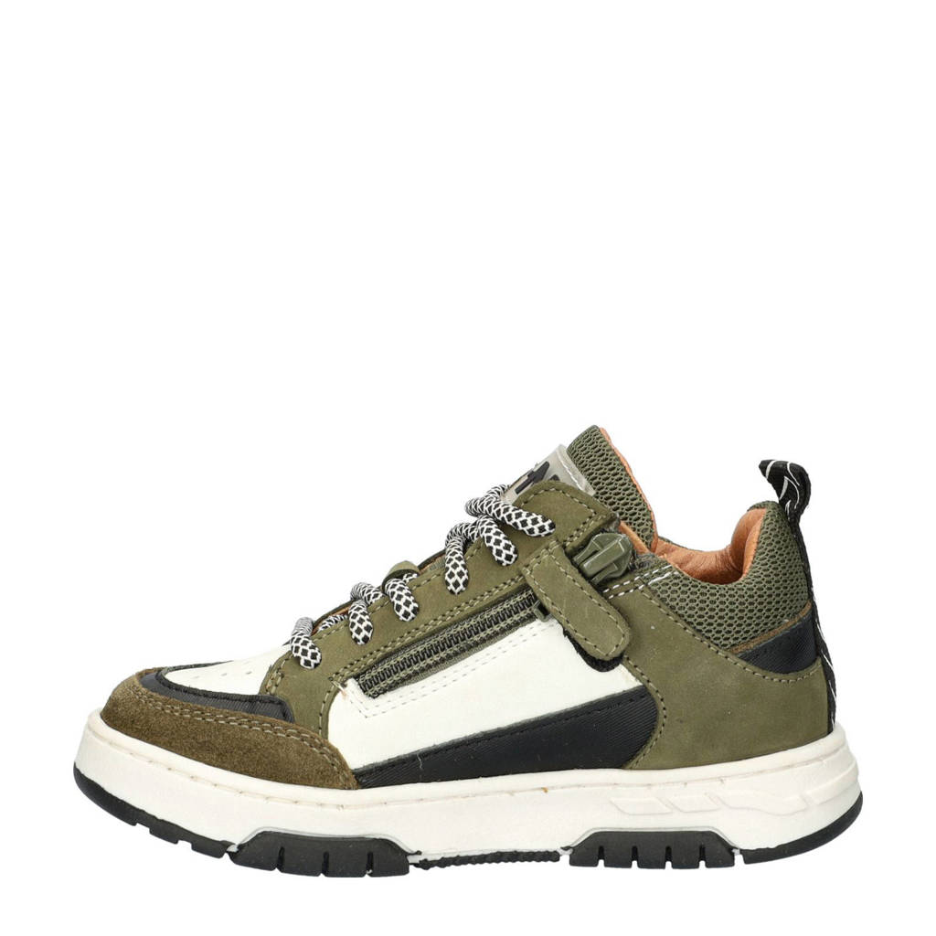 Nelson Kids leren sneakers groen/wit