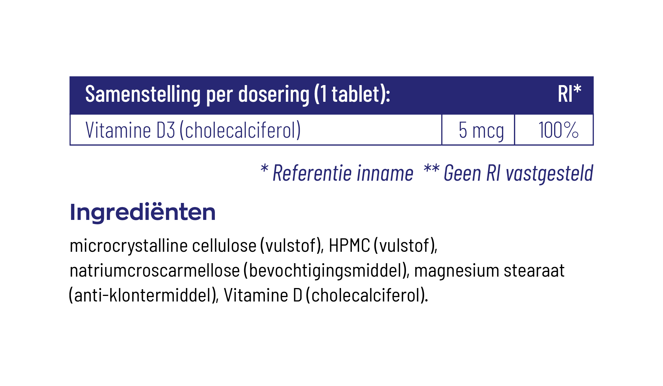 Vitamine D3 - 5 mcg / 200 IE