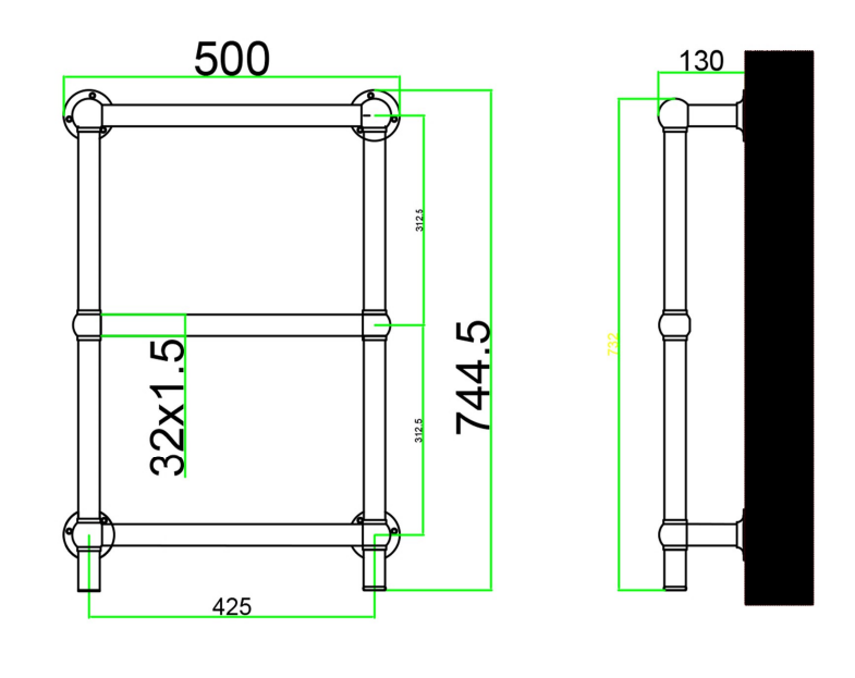 Eastbrook Kennet elektrische handdoekradiator 50x70cm 120W antraciet