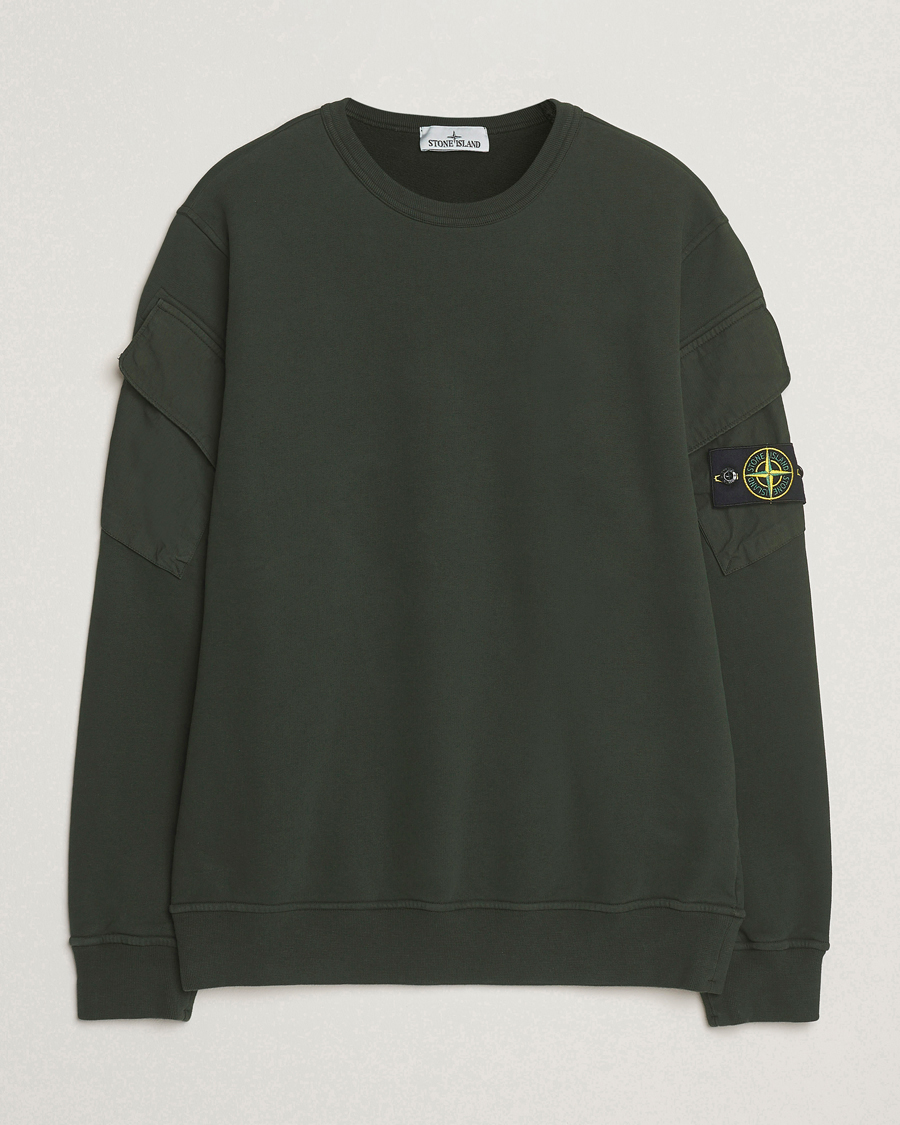 Stone Island Organic Cotton Fleece Arm Pocket Sweatshirt Juniper