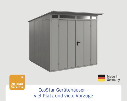 Hörmann EcoStar Elegant-P Type 2 tuinhuis, RAL9007, dubbele deur, 247,9 x 283,4 cm, grijs