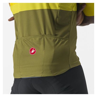 Maillot Manches Courtes Castelli A Blocco Jaune/Khaki