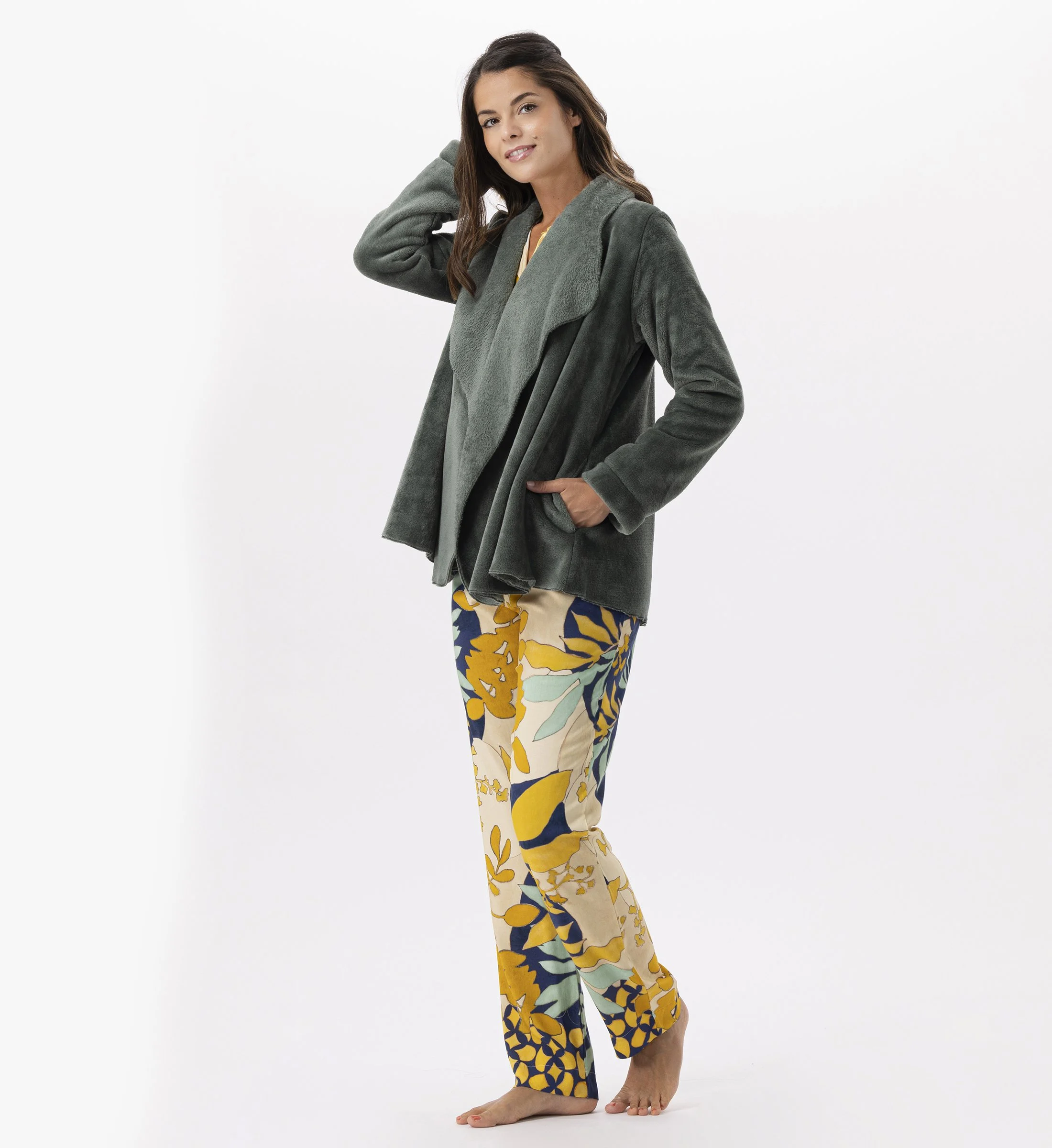ESSENTIEL 873 - Veste en peluche flanelle | Vert