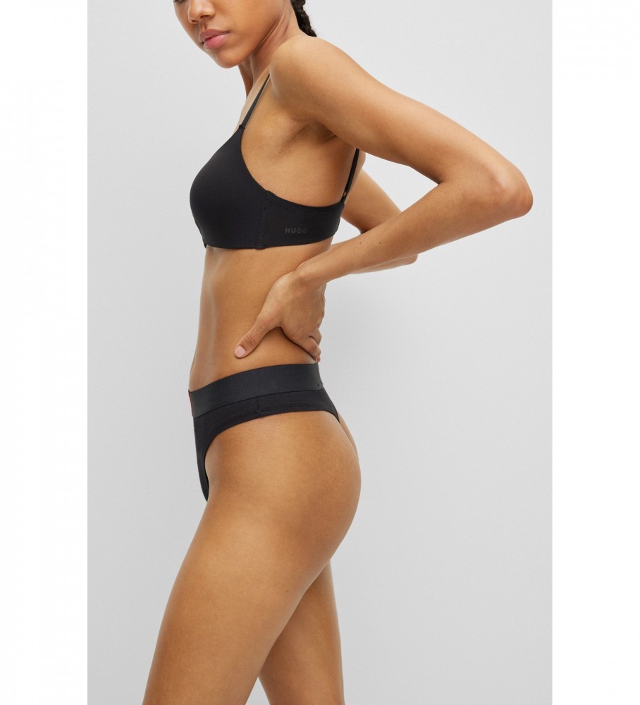Tanga HUGO com etiqueta elástica preta