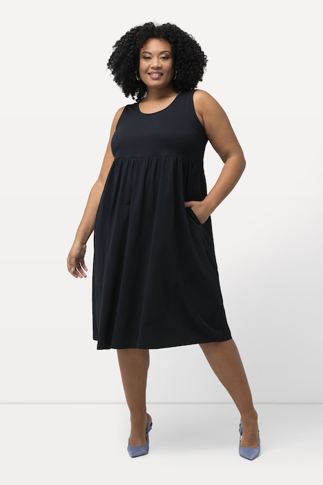 Jerseykleid, Taschen, A-Linie, Rundhals, ärmellos