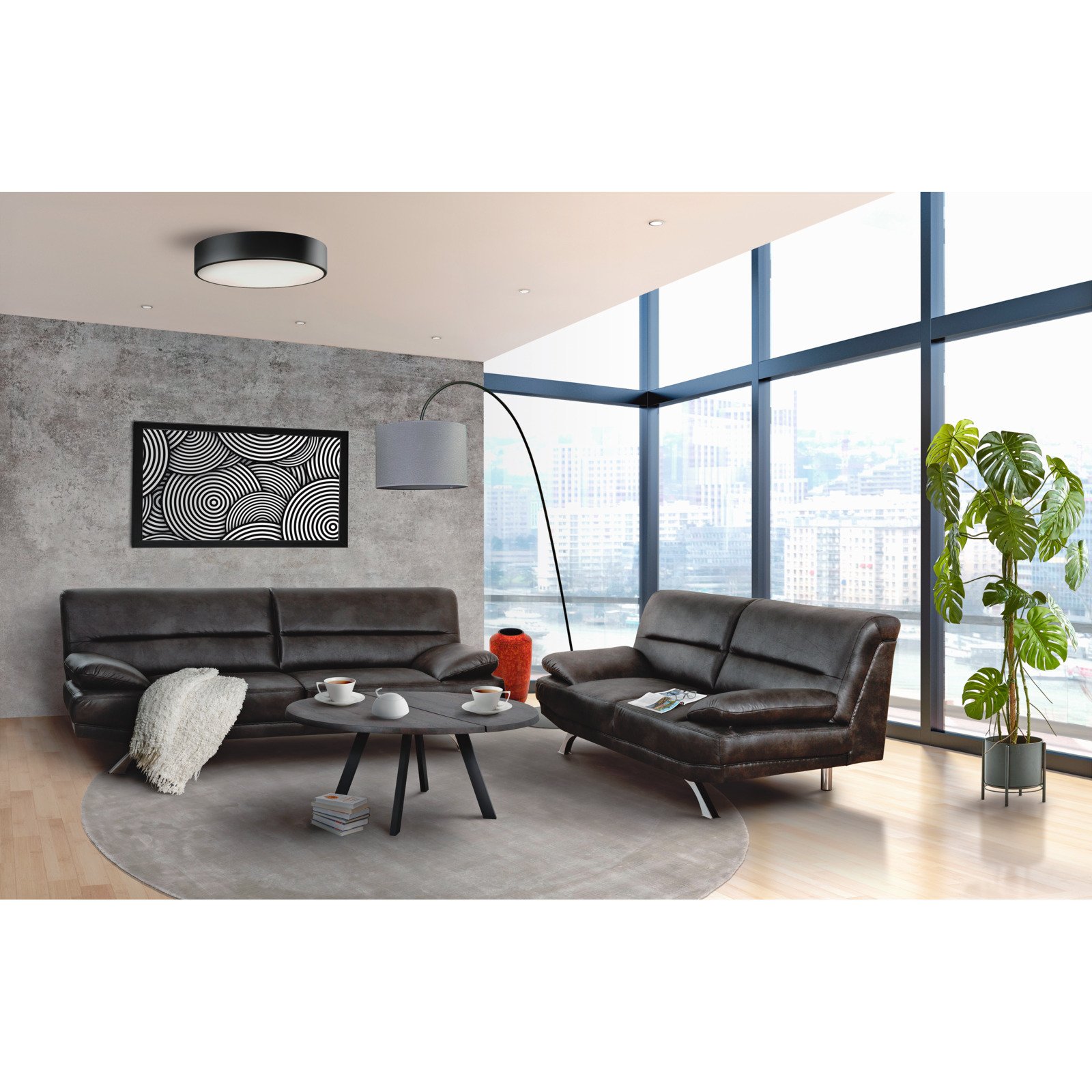2er-Sofa Bruno Microfaser dunkelgrau