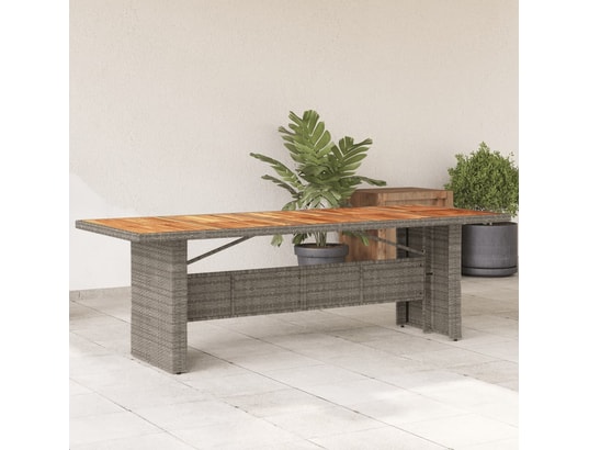 VIDAXL - Table de jardin et dessus en bois d'acacia gris résine tress...