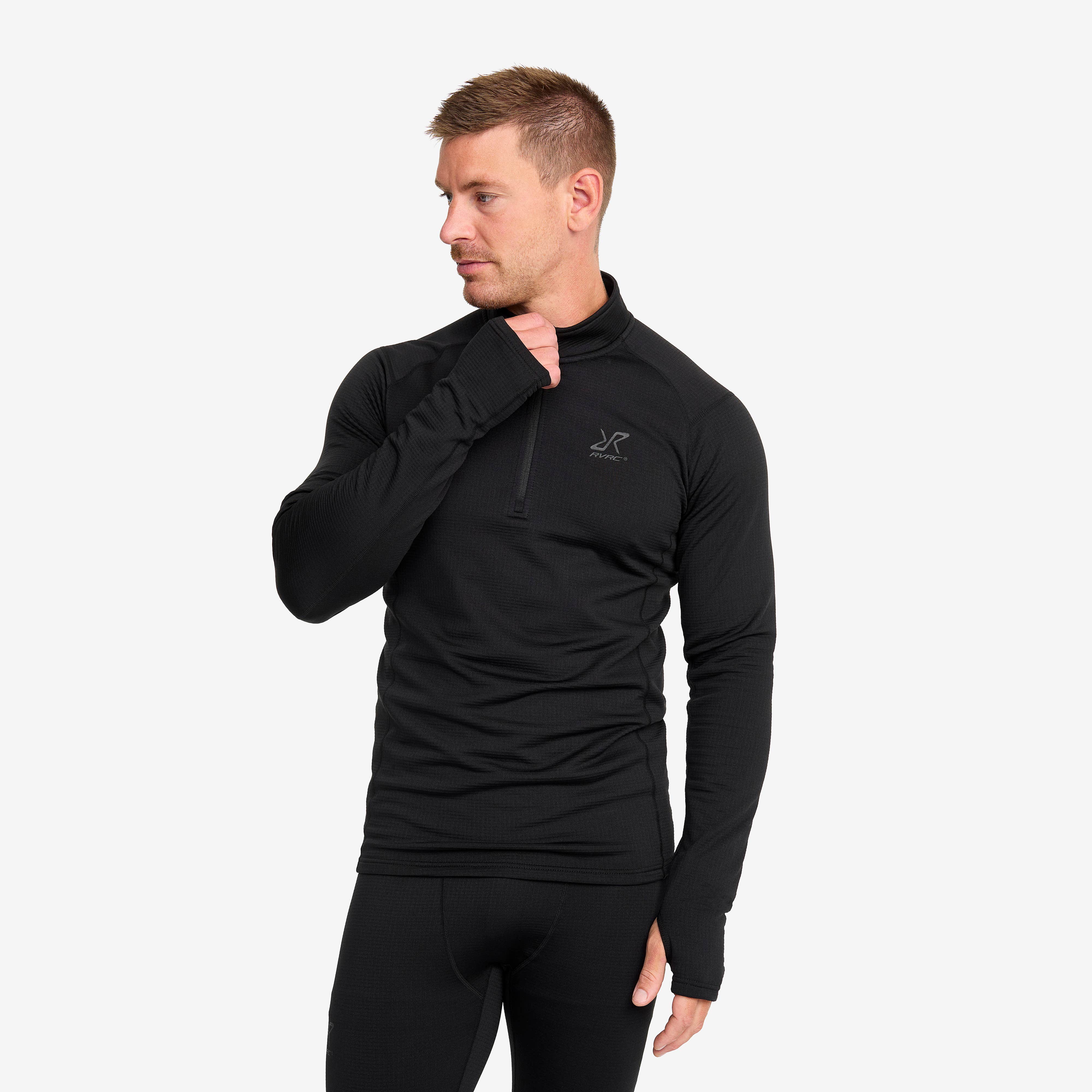 Waffle Half-zip Baselayer Top Herre Black