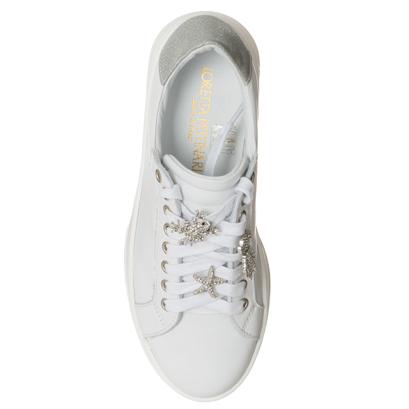 Loretta Pettinari Sneakers en Cuir Onna blanc/argenté