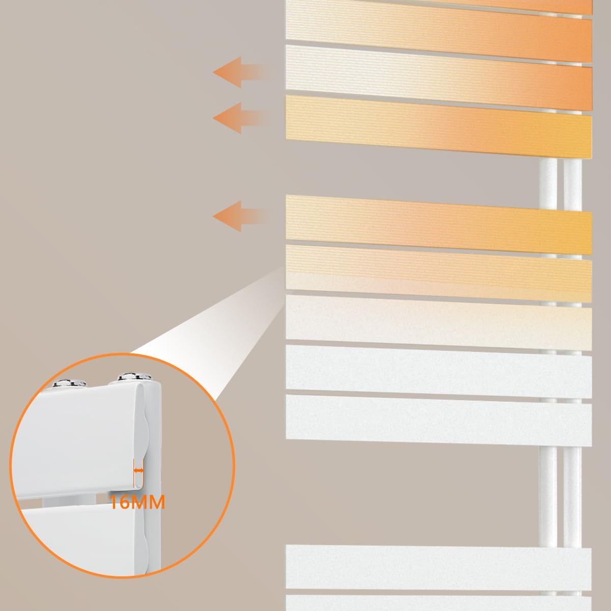 Badheizkörper Elektrisch mit Thermostat 1540x500mm, Weiß Handtuchtrockner Elektrisch Flach Design Handtuchheizkörper Seitenanschluss mit Heizstab Timer Handtuchwärmer 1000W