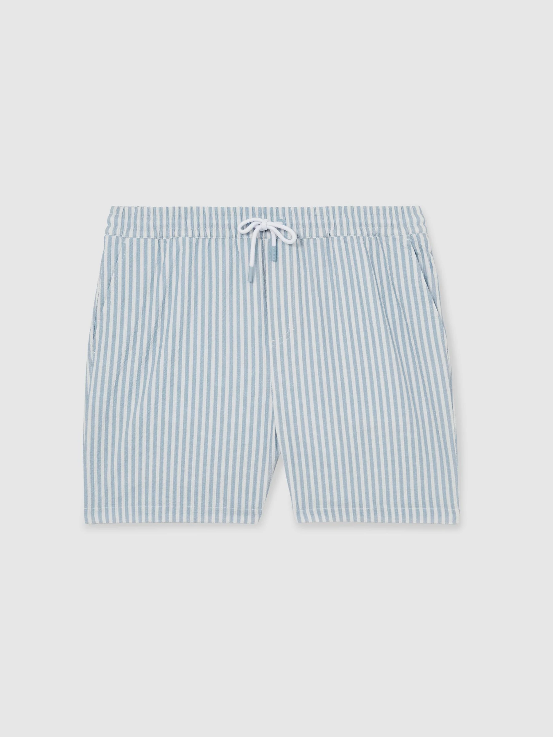Zacht blauw/wit - Reiss Bay Gestreepte seersucker zwembroek