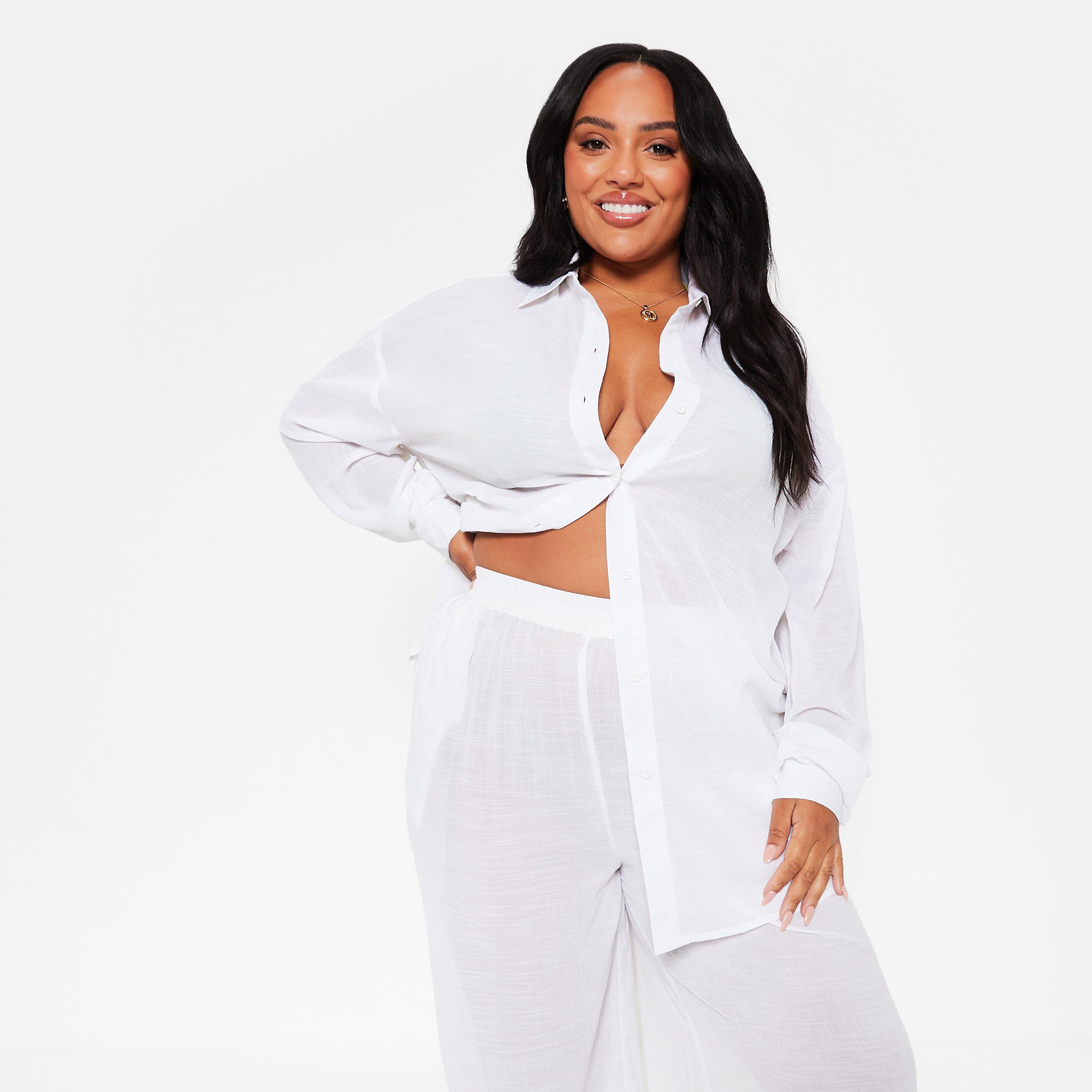 I Saw It First ISAWITFIRST Textured Linen Wide Leg Beach Trousers Co Ord