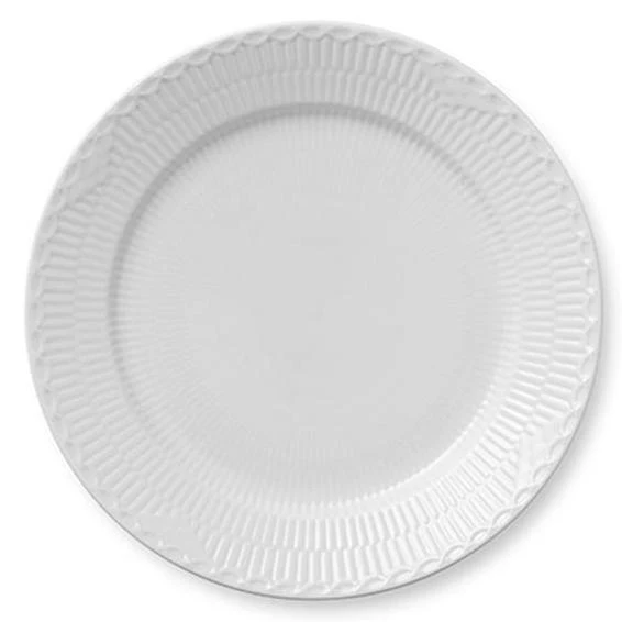 Royal Copenhagen  Hvid riflet Halvblonde tallerken - 27 cm.