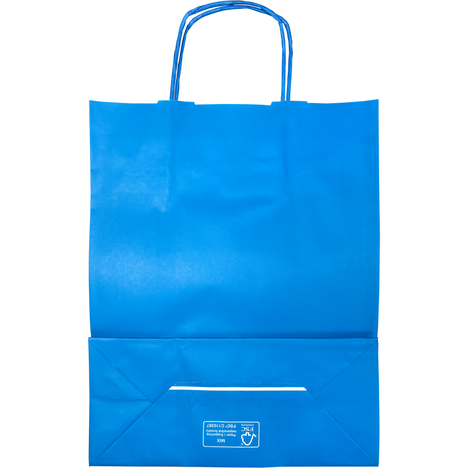 Tas, Kraftpapier, gedraaid papieren koord, 26x 12x35cm, draagtas, blauw
