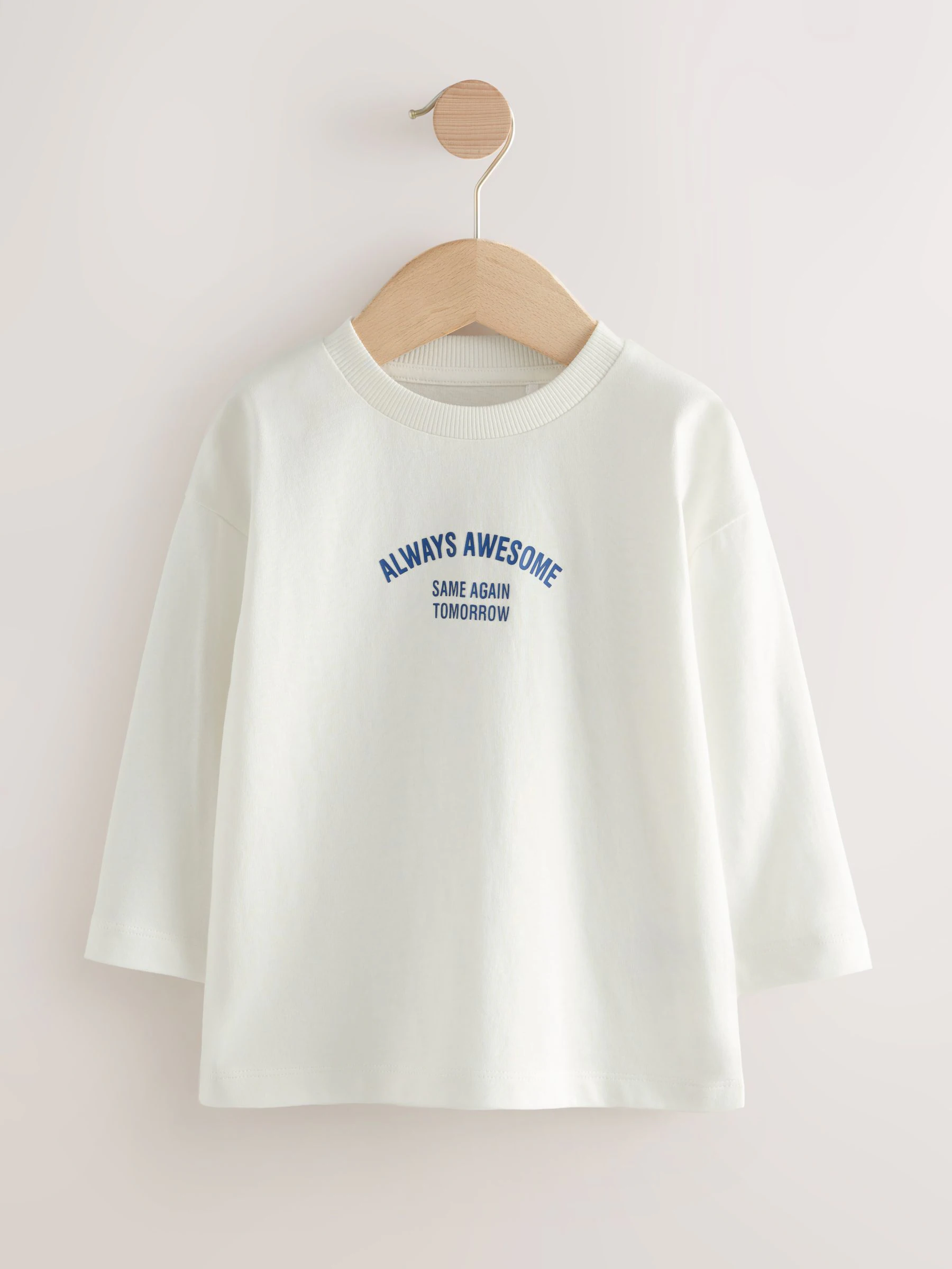 Wit met slogan - Semi-effen T-shirt met lange mouwen (3mnd -7jr)