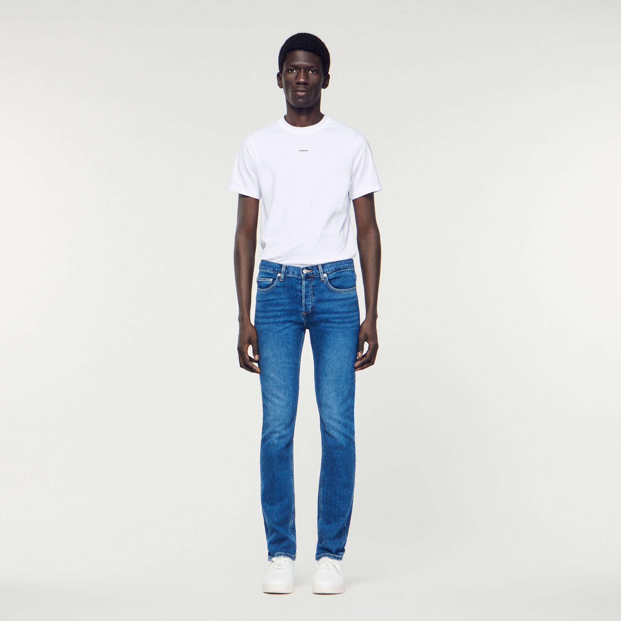 Jean slim avec delavage Waterless