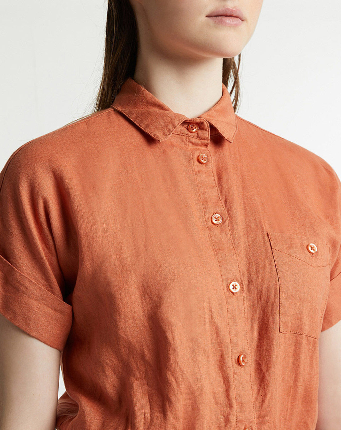 Galeries Lafayette Combinaison en 100% Lin Gary orange