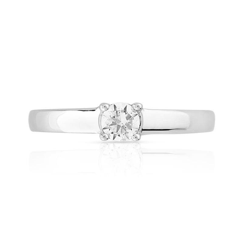 Solitaire or 750 blanc diamant 0,25 carat
