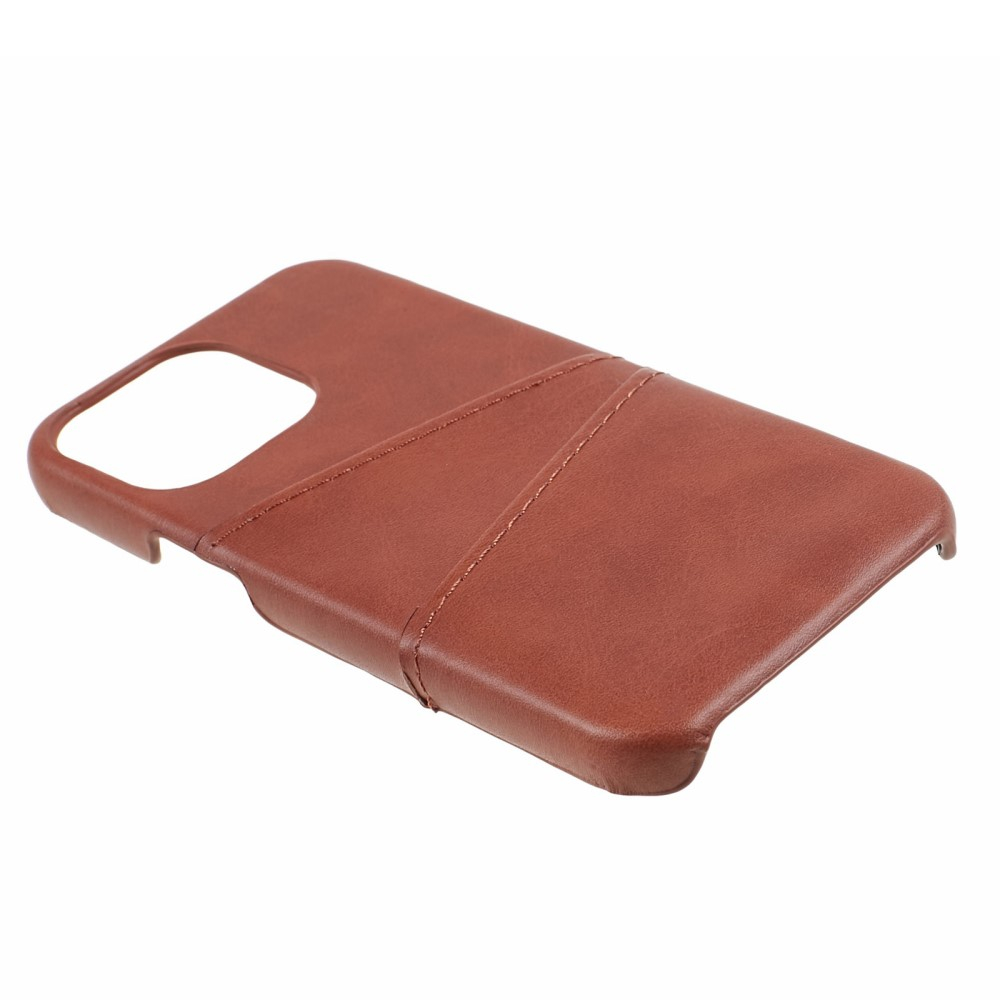iPhone 15 Pro Max Leder Hülle Snap Case   Kartenfach - Braun
