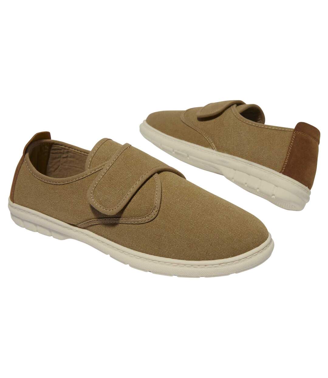 Mocassins Scratchés en Toile Camel