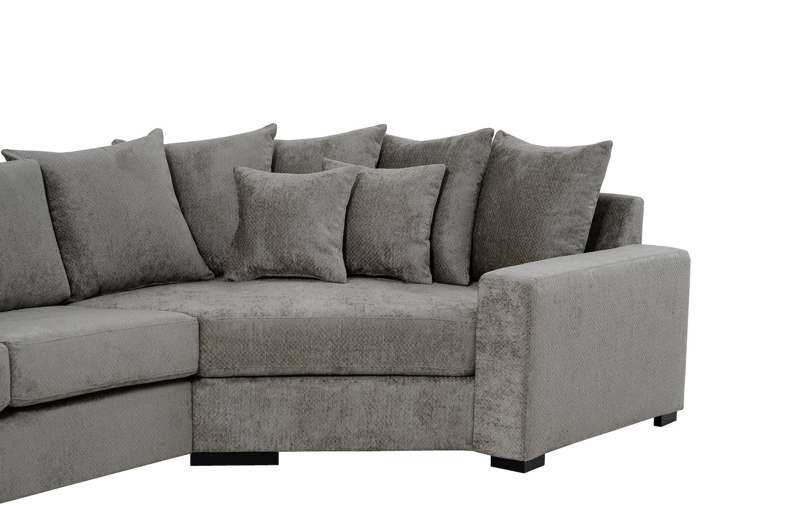 Modern Living U-sofa Sjeselong venstre med 2-seter og cosy corner høyre. Tekstil Movie 3/3 Warm Grey med Arm A og ben 2 sortbeiset eik.