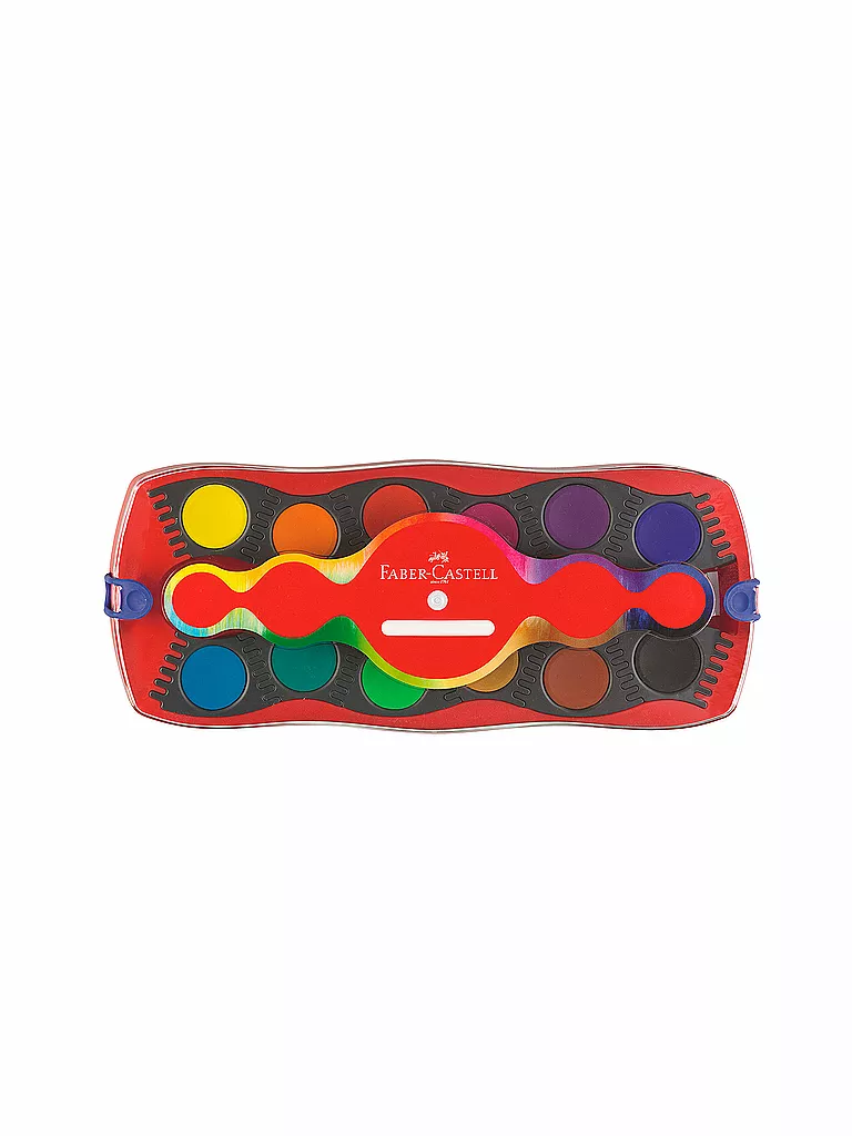 FABER-CASTELL Connector Deckfarbkasten, rot, 12 Farben keine Farbe