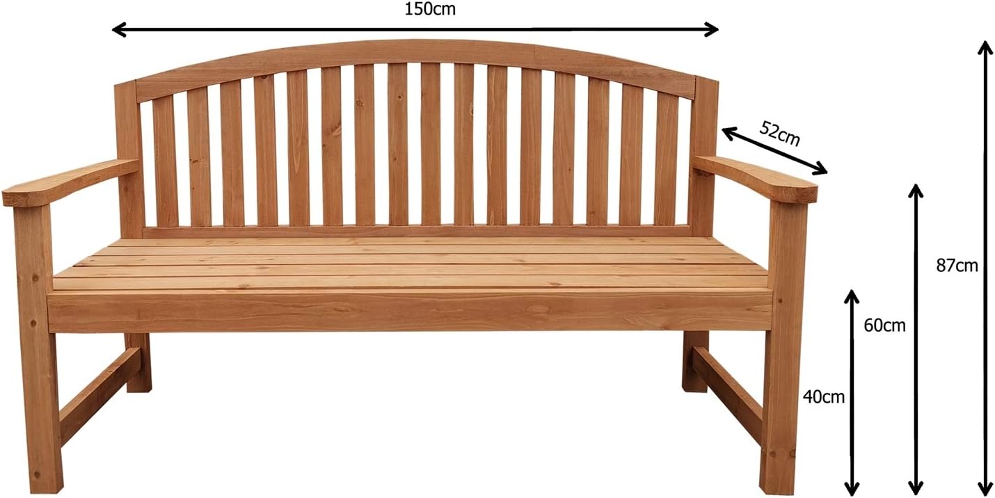 HTI living Stilvolle 2-Sitzer-Gartenbank aus Holz Perfekt für Garten, Terrasse und Balkon Sitzbank Gartenmöbel