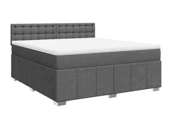 Sommier à lattes de lit avec matelas Gris foncé 180x200cm Tissu