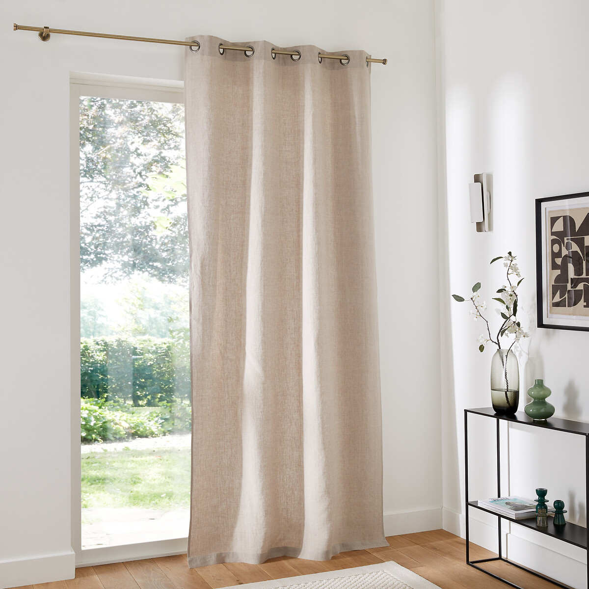LA REDOUTE INTERIEURS<br>Cortina de linho lavado com ilhós Onega