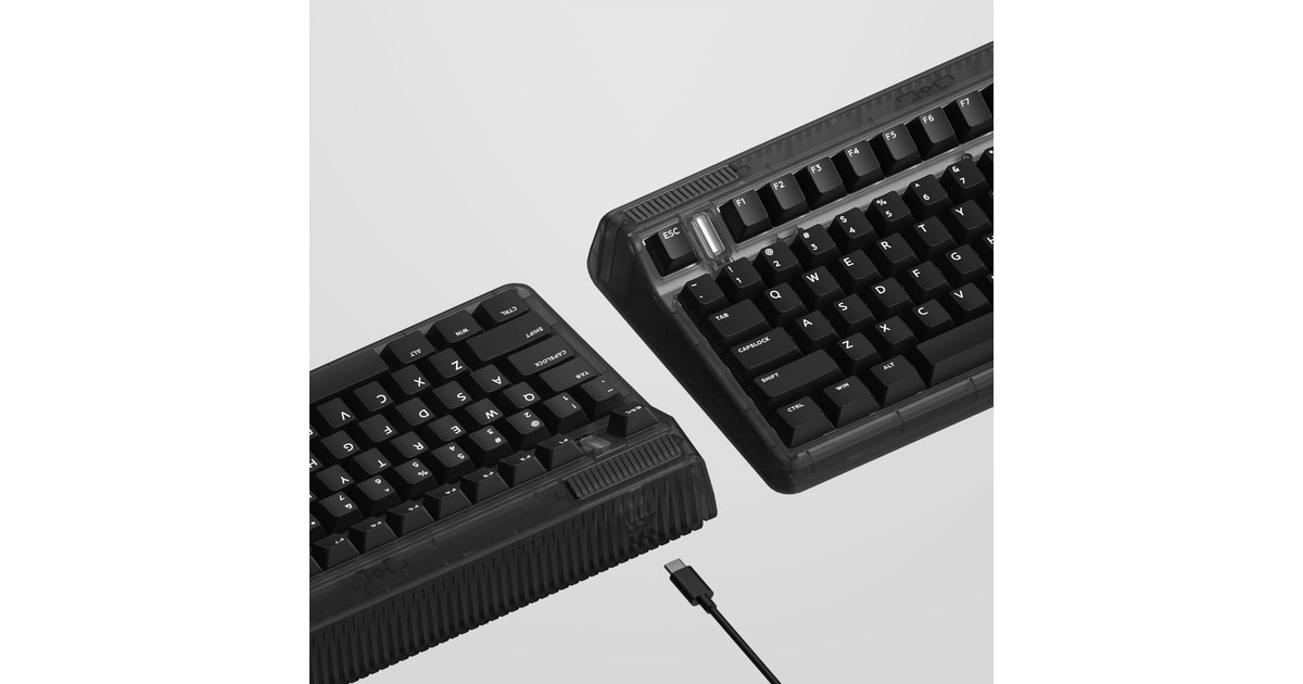 IqunixOG80 Dark Side Wireless Mechanical Keyboard, gaming toetsenbord  (Zwart, US lay-out, Cherry MX Brown, RGB leds, 80% (TKL), Hot-swappable, PBT, 2.4GHz | Bluetooth 5.1 | USB-C)