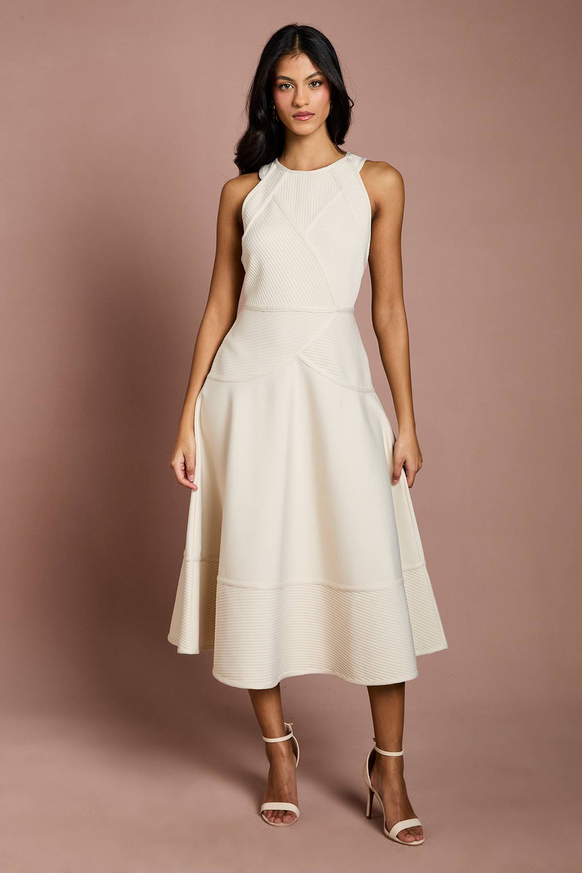 Coast Robe Midi Petite Côtelée Bandage Col Halter