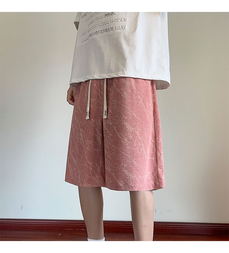 AXEN - Corduroy Bermuda met trekkoord en print