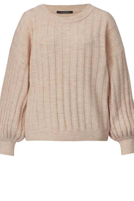 Pullover, oversized, Rippstrick, Rundhals, weiter Langarm