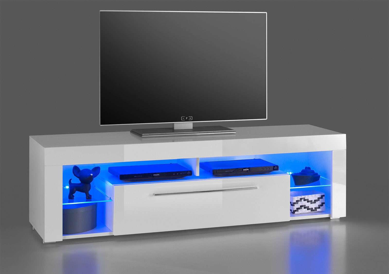 TV-Lowboard GoalWeiß Hochglanz ca. 153 x 44 x 44 cm