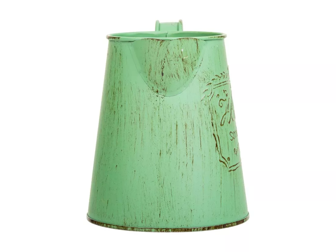 Cruche en métal vert 14xd10x11.5/12.5h td:7.5