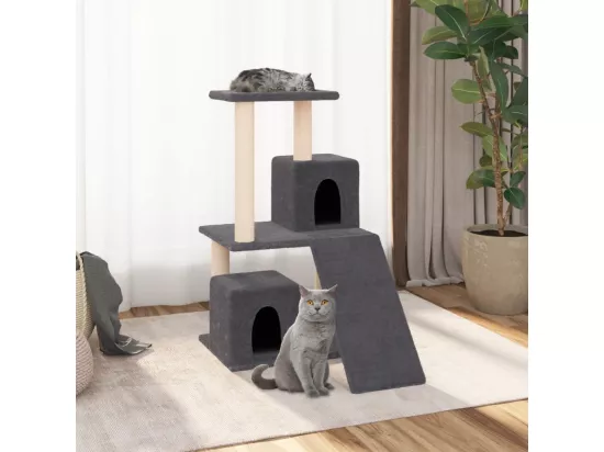 Arbre à chat avec griffoirs en sisal Gris foncé 82 cm