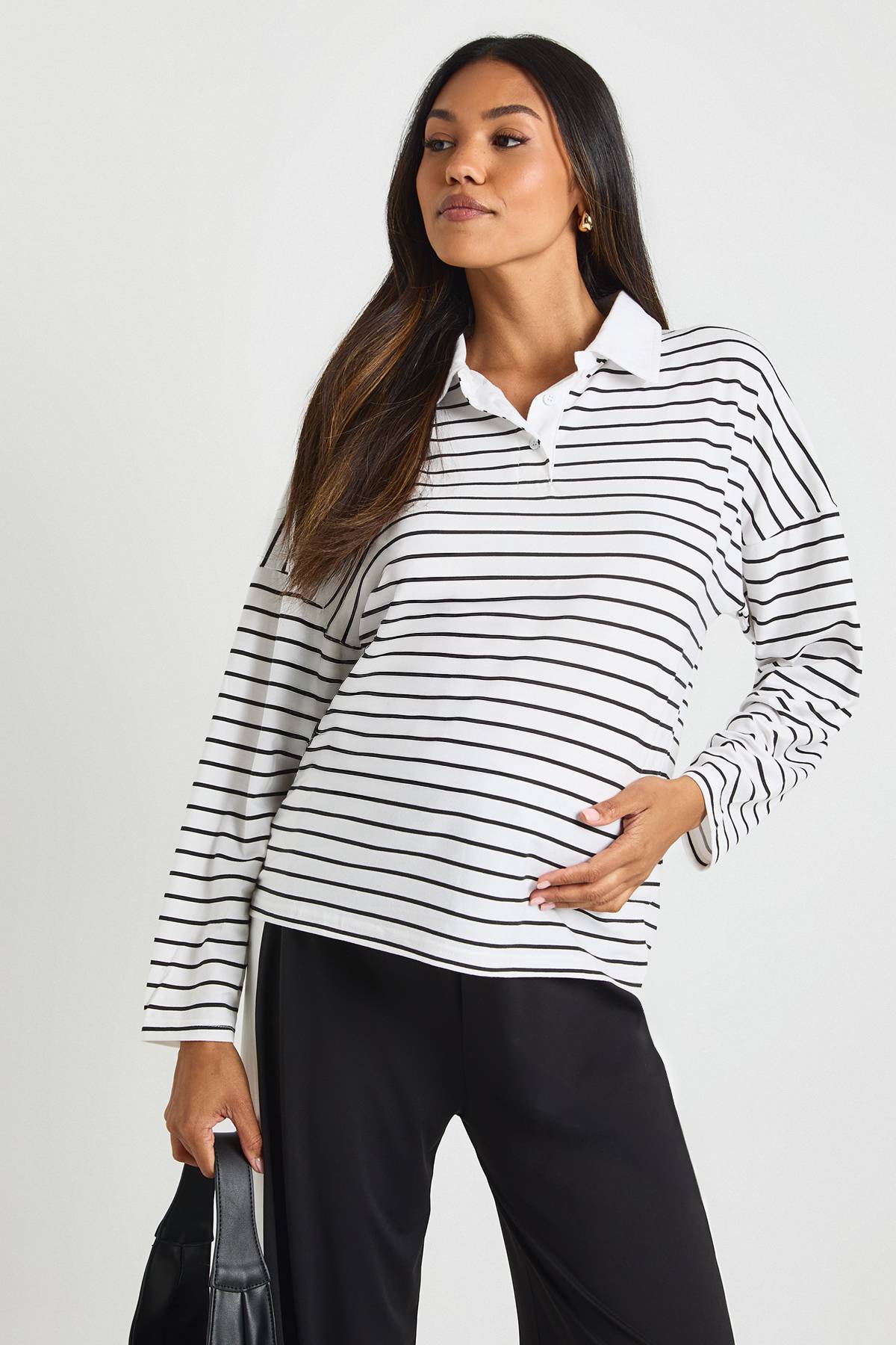 boohoo Haut rayé à manches longues pour femmes enceintes