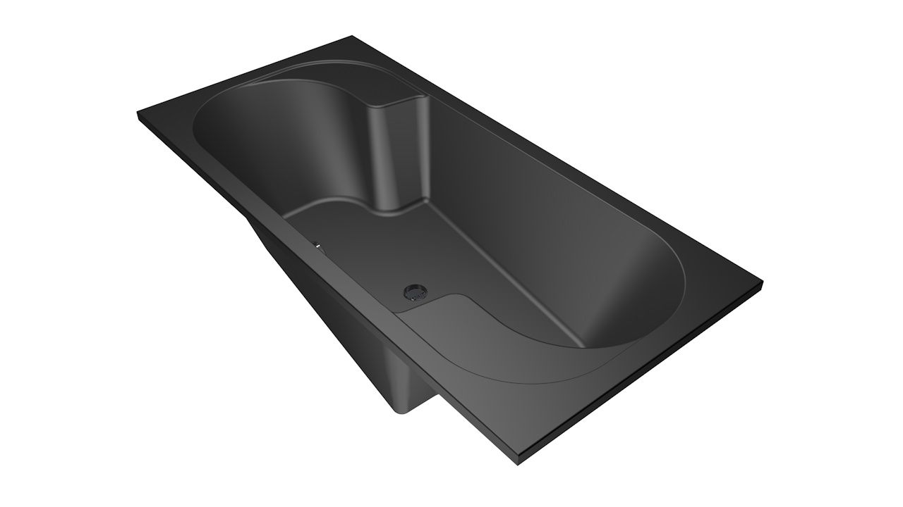 Xenz Parel ligbad acryl 190x90x45cm zwart mat