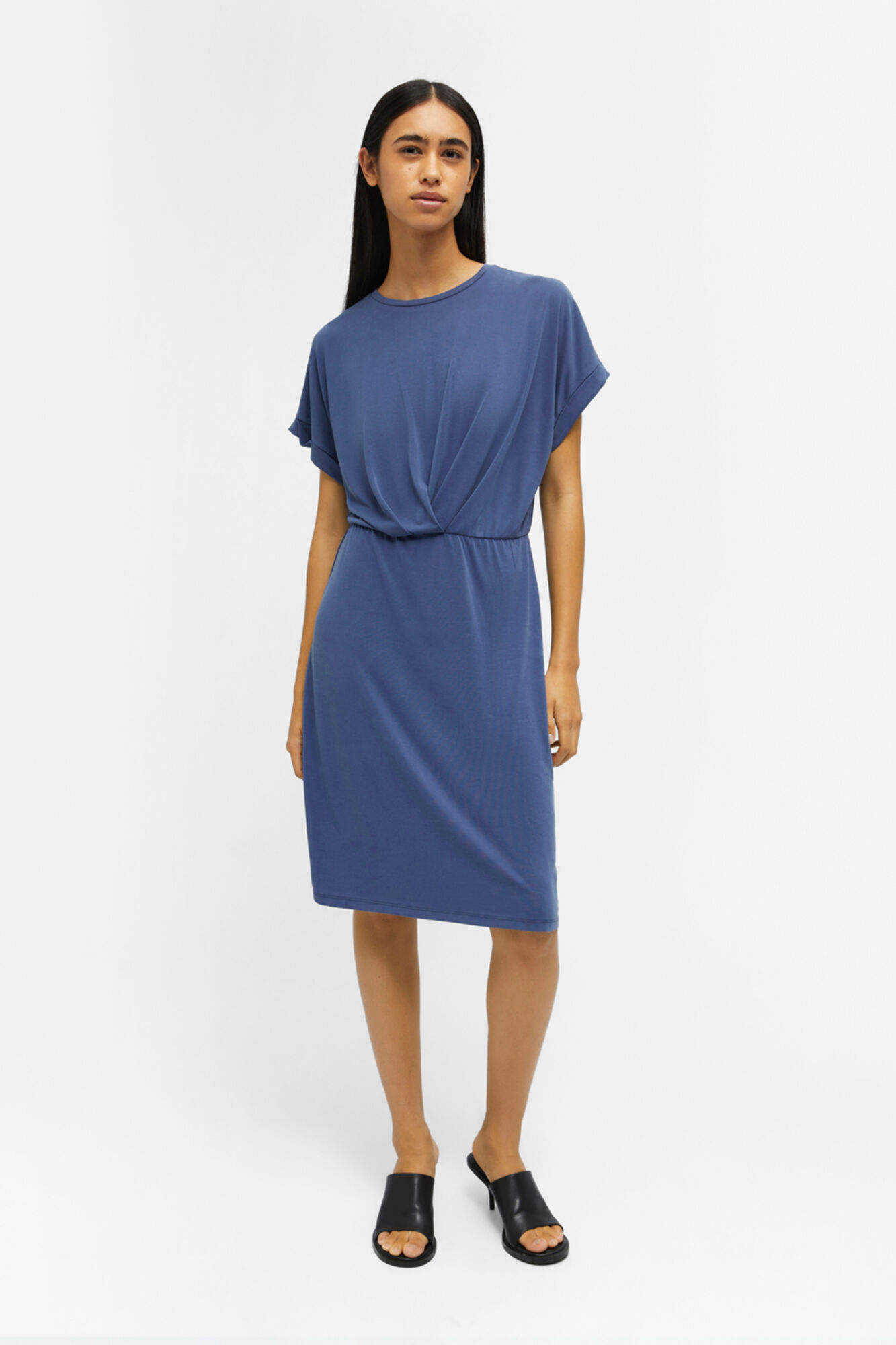 Vestido midi de malha leve - Azul