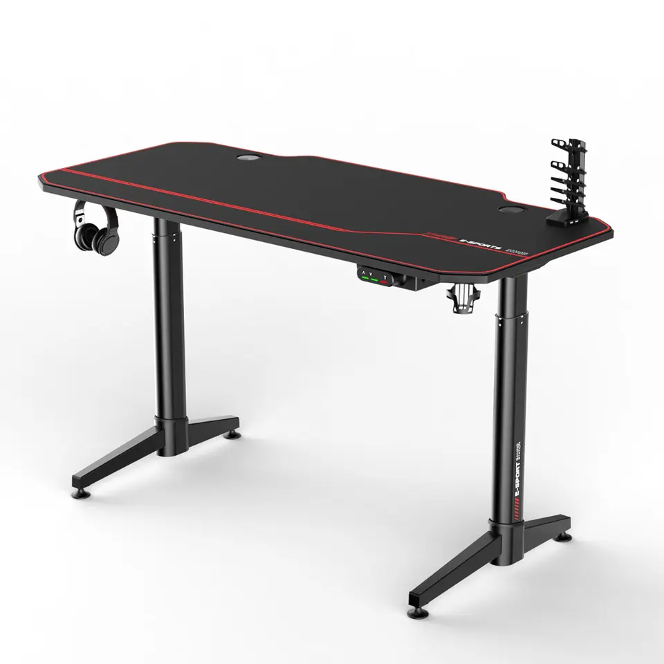 Gaming bureau zwart/rood - Elektrisch verstelbaar - 140x66 cm