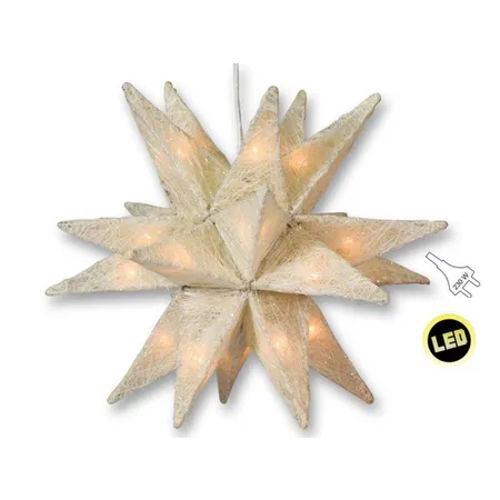 Amsinck & Sell Weihnachtsstern mit 20 LED Lichterkette, creme, Sisal