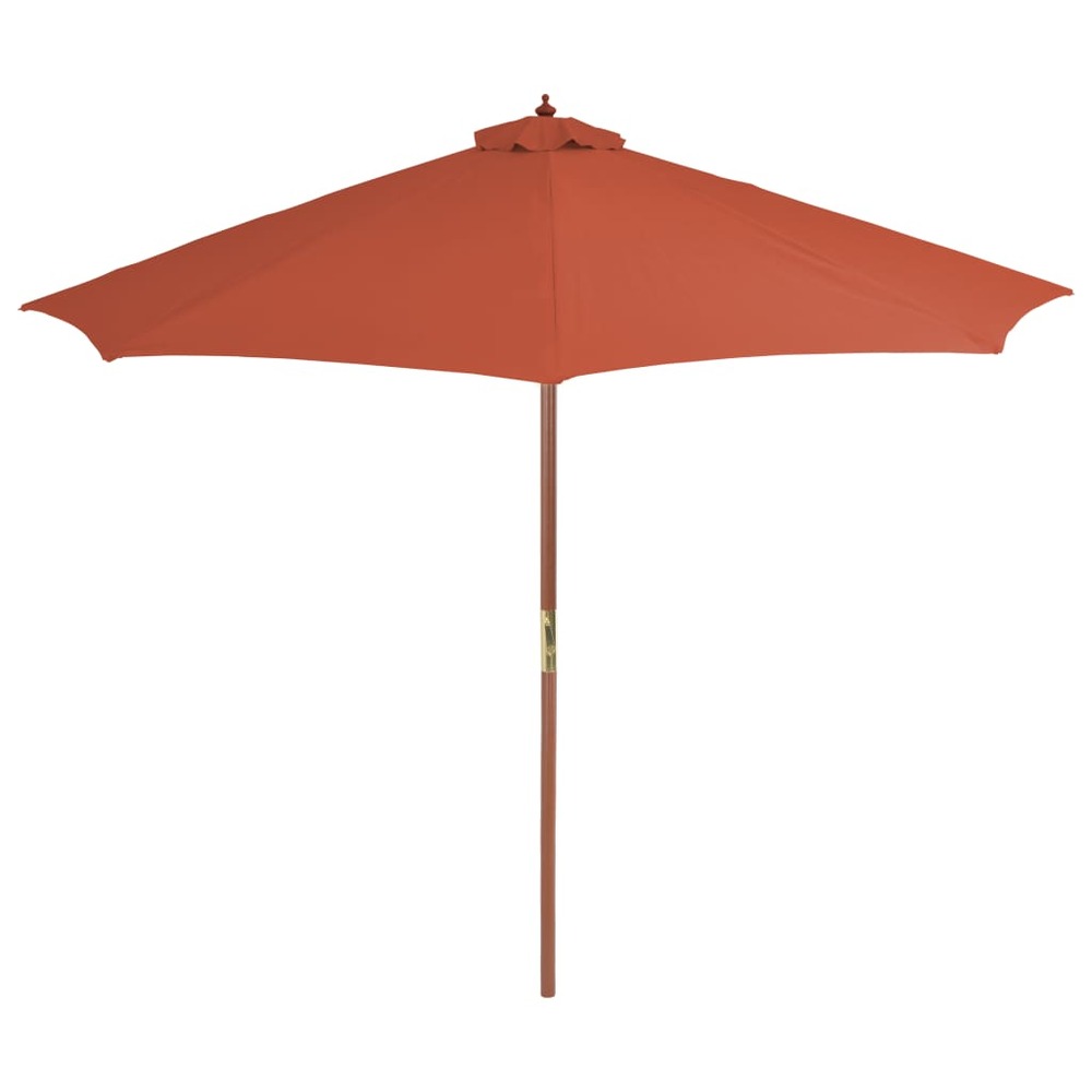 Parasol d'extérieur avec mât en bois 300 cm terre cuite