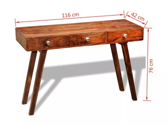 Table console avec 3 tiroirs 76 cm Bois massif