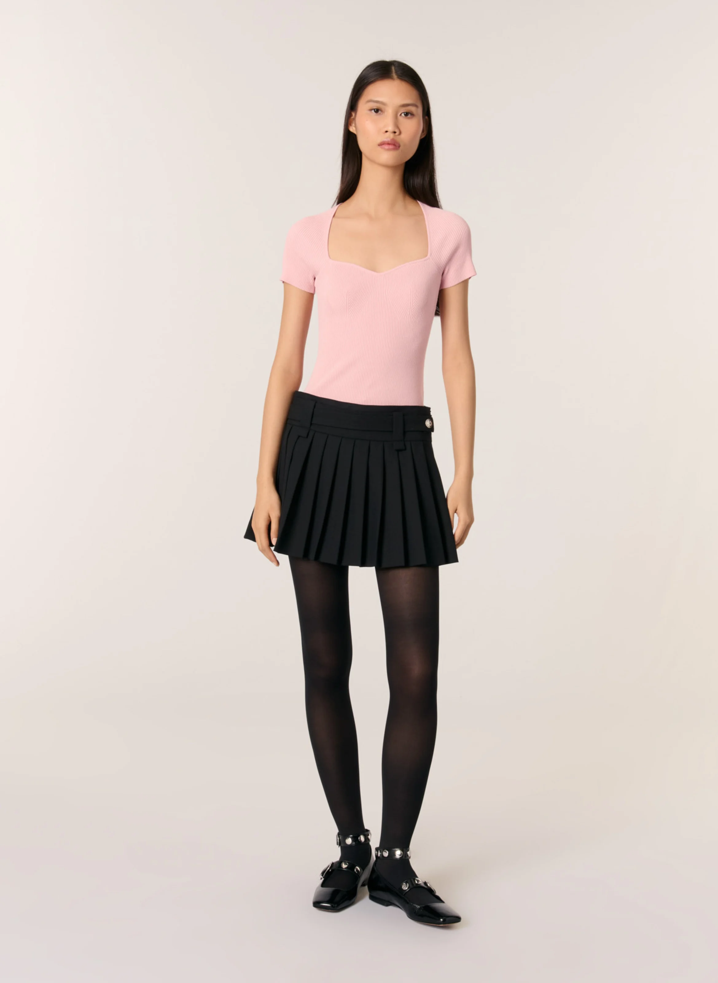 Pull col carré | Rose
