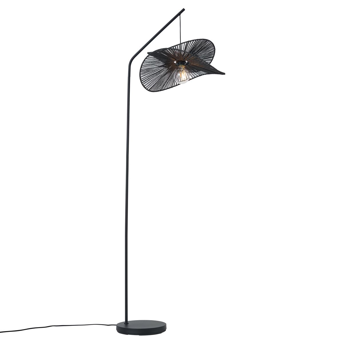 Art Deco vloerlamp zwart met zwarte kap - Nest