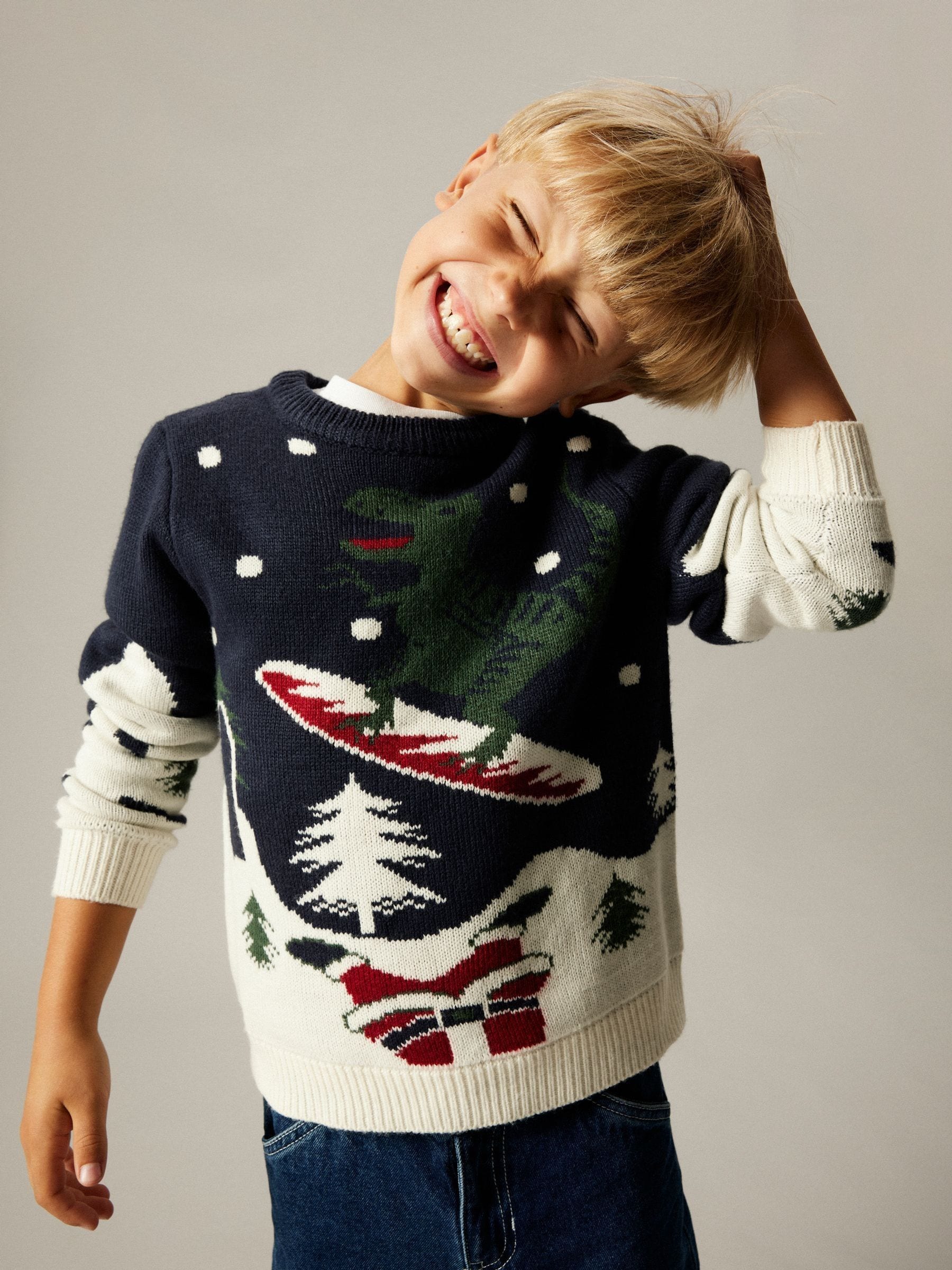 Name It Dinosaurus Snowboard Gebreide Kerstmis Trui