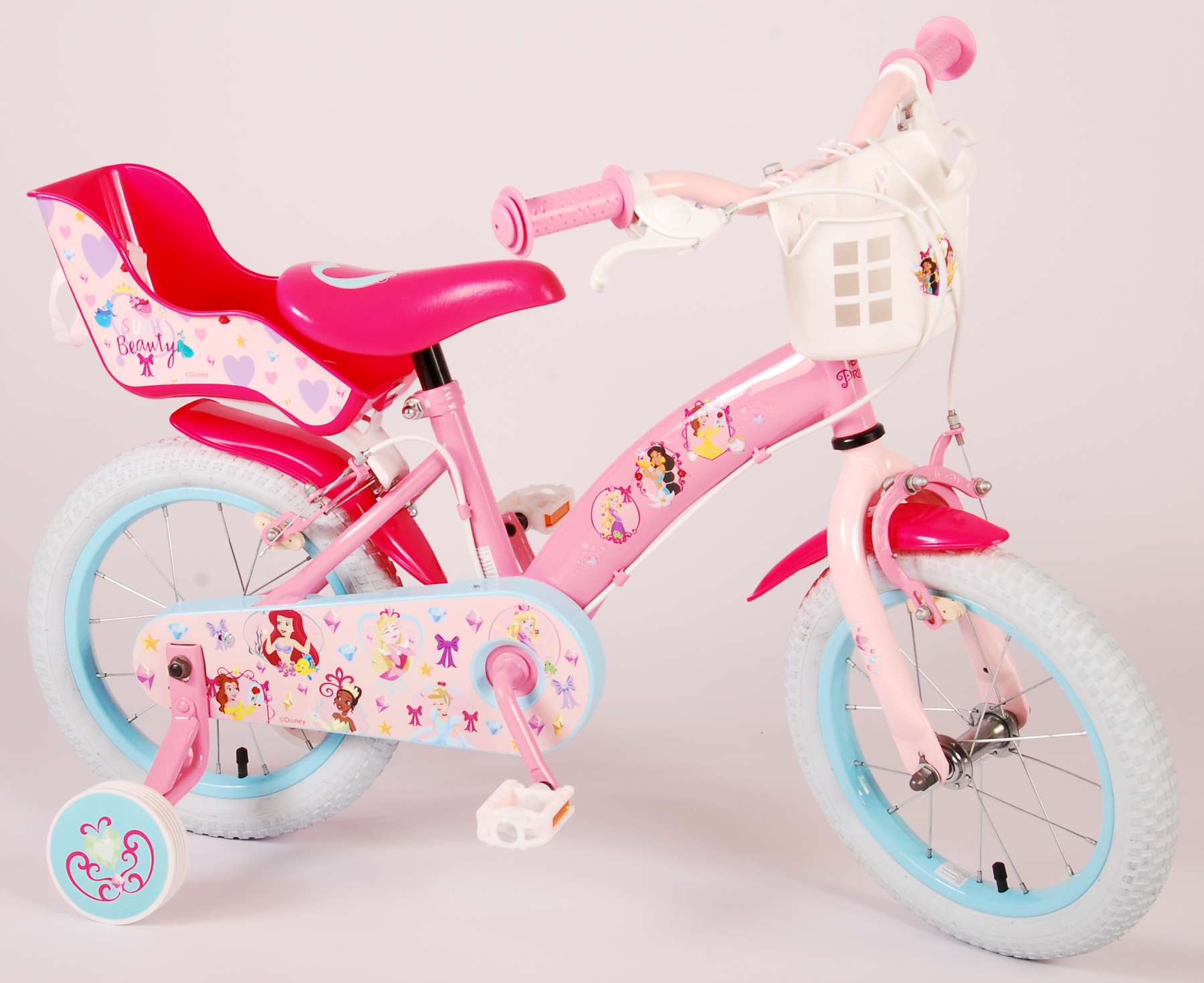 TPFSports Disney Princess Kinderfahrrad - Mädchen - 14 Zoll - Rücktritt + Handbremse - Pink