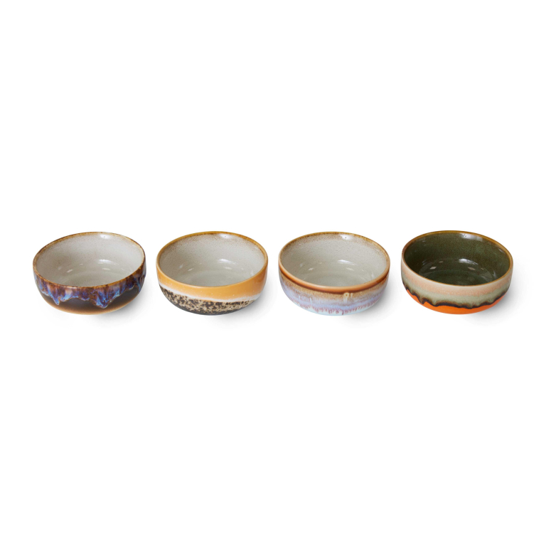 HKliving 70's Ceramic tapas kom set van 4 Drift